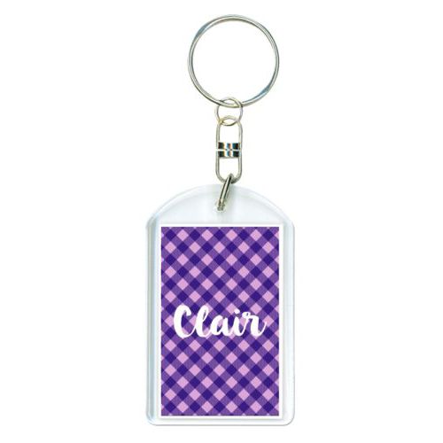 Personalized keychain personalized with check pattern and the saying "Clair"