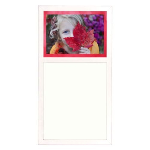 Personalized white board personalized with red cloud pattern and photo
