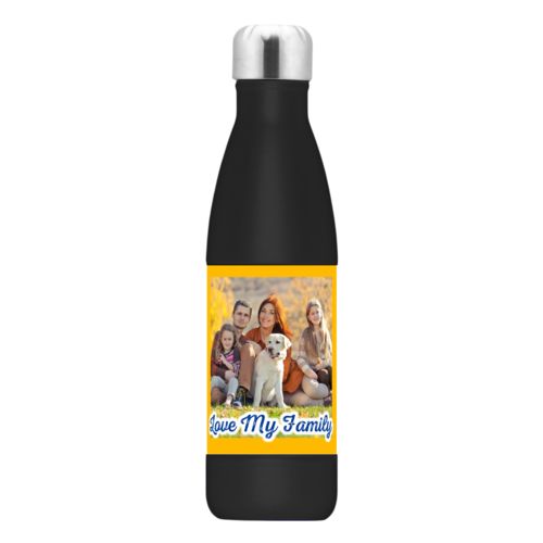 Insulated water bottle personalized with photo and the saying "Love My Family"