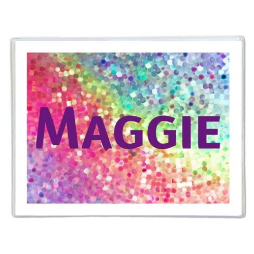 Personalized note cards personalized with glitter pattern and the saying "Maggie"