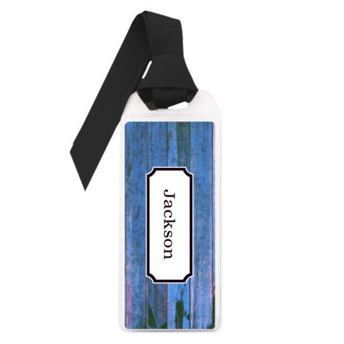 Personalized book mark personalized with sky rustic pattern and name in black licorice