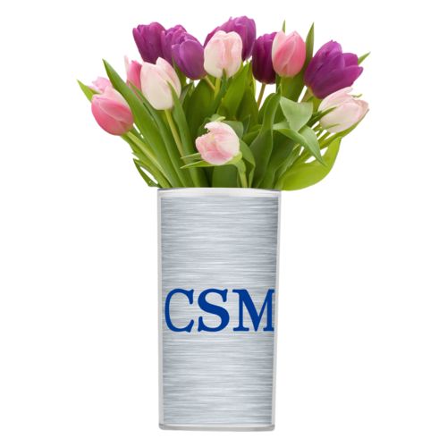 Personalized vase personalized with steel industrial pattern and the saying "CSM"