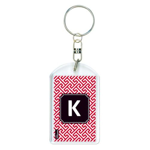 Personalized plastic keychain personalized with keyhole pattern and initial in university of georgia