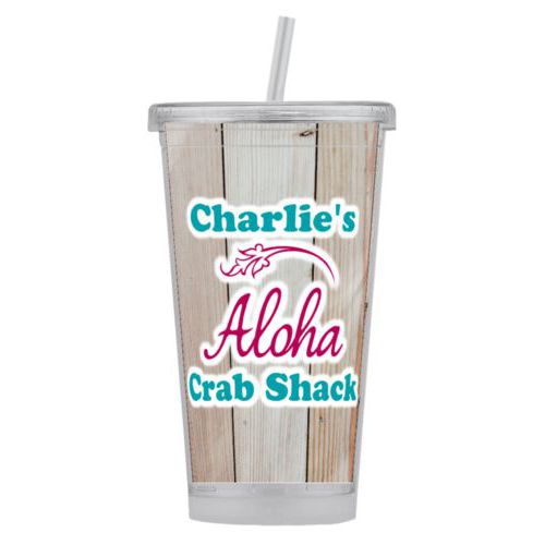 Personalized tumbler with straws personalized with business name or logo