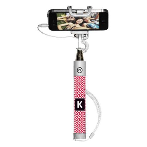Personalized selfie stick personalized with keyhole pattern and initial in university of georgia