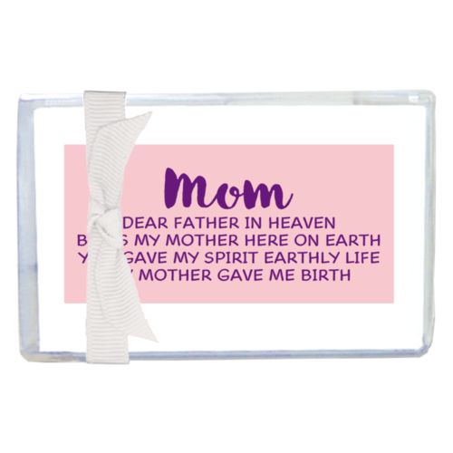 Personalized enclosure cards personalized with the saying "Mom Dear Father in Heaven Bless My Mother here on earth You gave my spirit earthly life my mother gave me birth"
