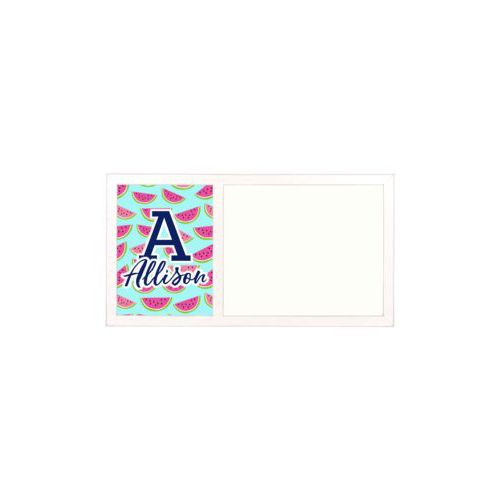 Personalized white board personalized with fruit watermelon pattern and the sayings "A" and "Allison"