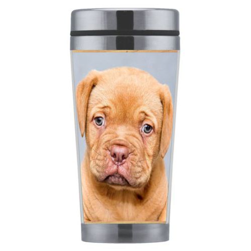 Personalized coffee mug personalized with natural wood pattern and photo