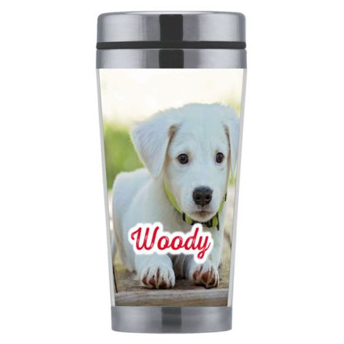 Personalized coffee mug personalized with photo and the saying "Woody"