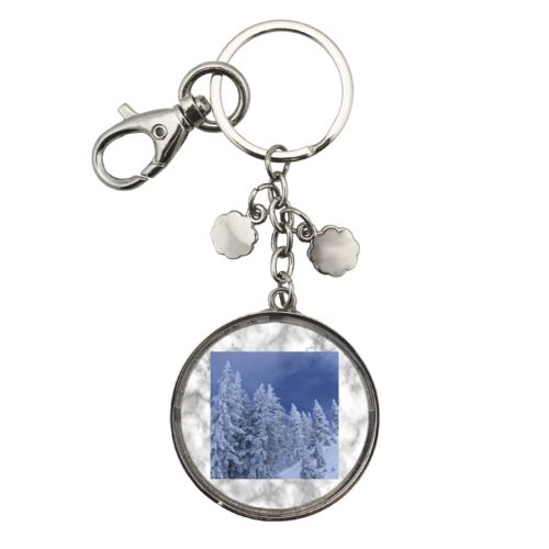 Personalized keychain personalized with grey marble pattern and photo