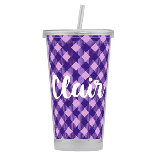Personalized tumbler with straws personalized with name