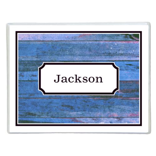 Personalized note cards personalized with sky rustic pattern and name in black licorice