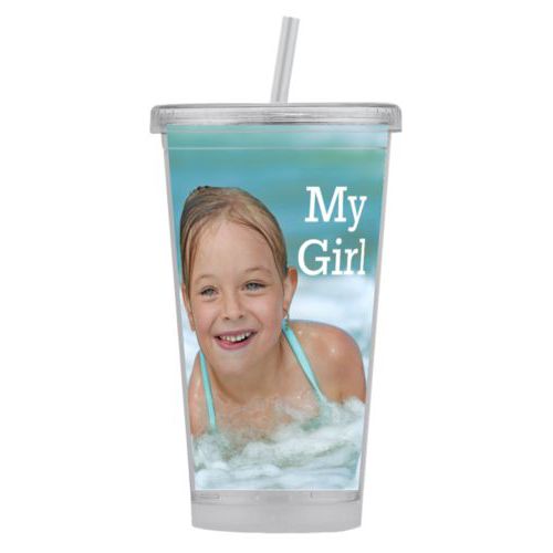 Personalized tumbler personalized with photo and the saying "My Girl"