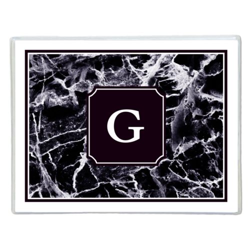 Personalized note cards personalized with onyx pattern and initial in black licorice