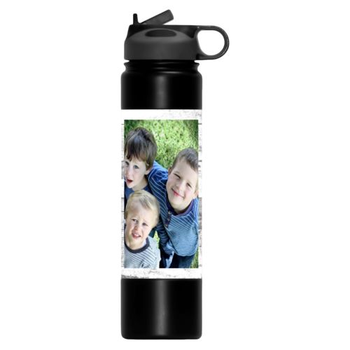 Vacuum water bottle personalized with white rustic pattern and photo