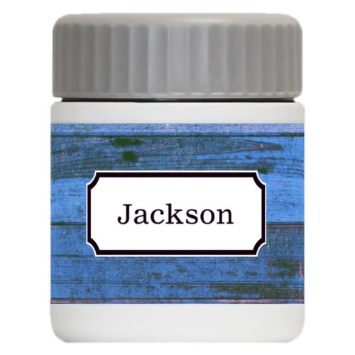 Personalized 12oz food jar personalized with sky rustic pattern and name in black licorice
