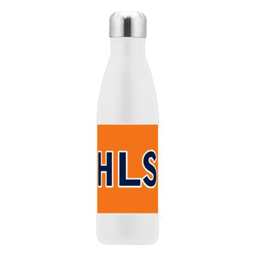 Personalized stainless steel water bottle personalized with the saying "HLS"