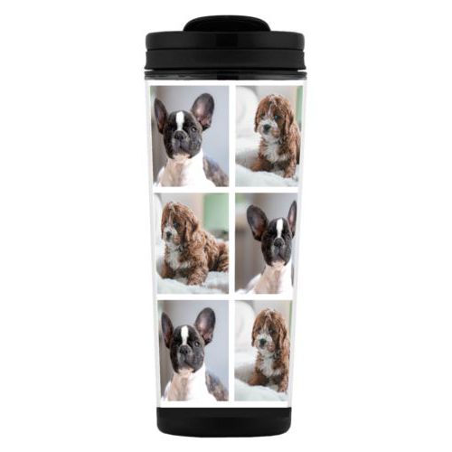 Custom tall coffee mug personalized with photos