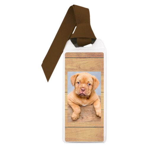 Personalized book mark personalized with natural wood pattern and photo