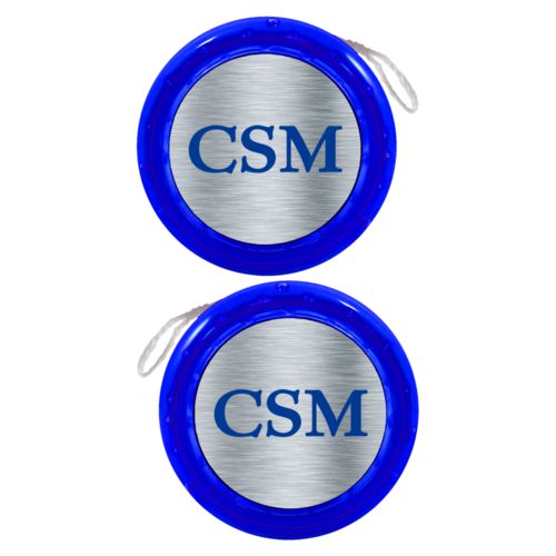 Personalized yoyo personalized with steel industrial pattern and the saying "CSM"