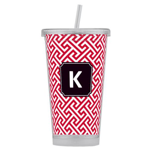 Personalized tumbler personalized with keyhole pattern and initial in university of georgia