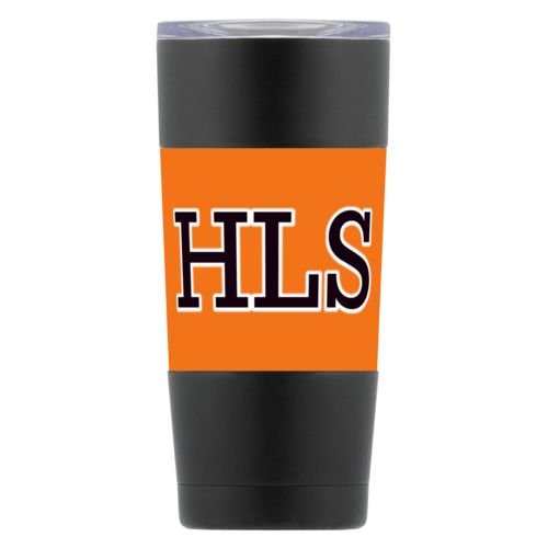 Personalized insulated steel mug personalized with the saying "HLS"