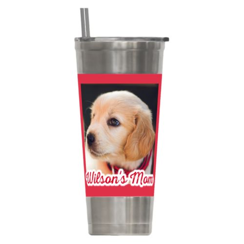 Personalized insulated steel tumbler personalized with photo and the saying "Wilson's Mom"