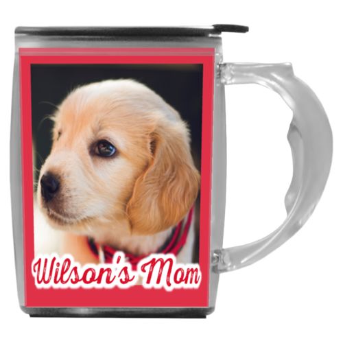 Custom mug with handle personalized with photo and the saying "Wilson's Mom"