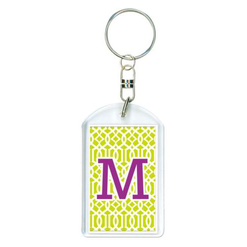 Personalized keychain personalized with ironwork pattern and the saying "M"