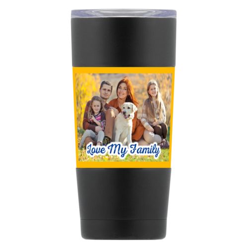 Personalized insulated steel mug personalized with photo and the saying "Love My Family"