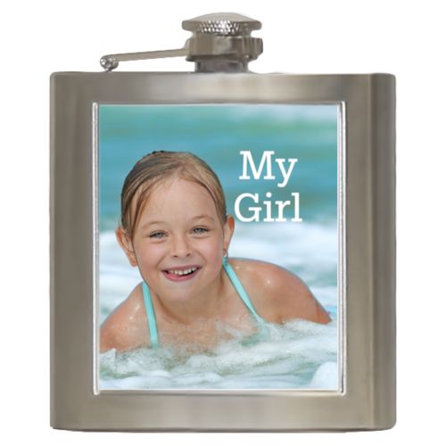 Personalized 6oz flask personalized with photo and the saying "My Girl"