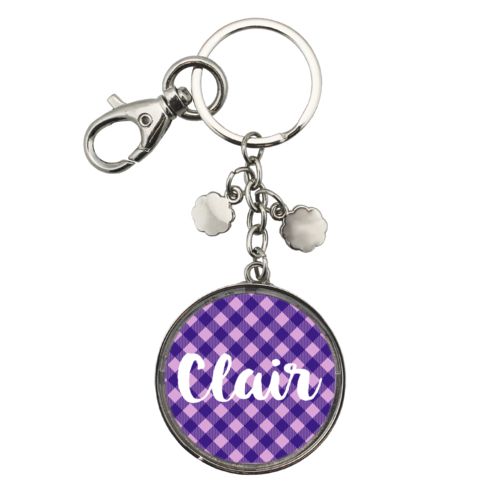 Personalized keychain personalized with check pattern and the saying "Clair"