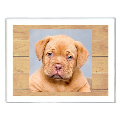 Personalized note cards personalized with natural wood pattern and photo