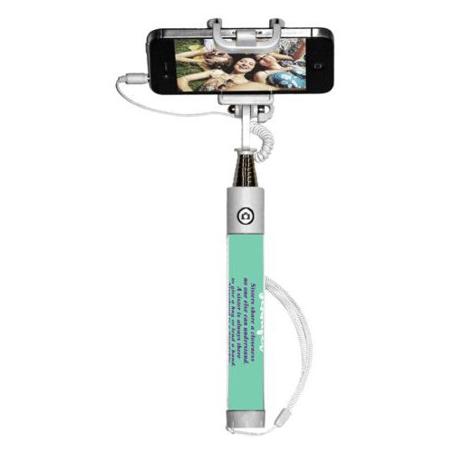 Personalized selfie stick personalized with the sayings "Sisters share a closeness no one else can understand. A sister is always there to give a hug or lend a hand. Sisterhood is a friendship that lasts a lifetime." and "Jennifer"