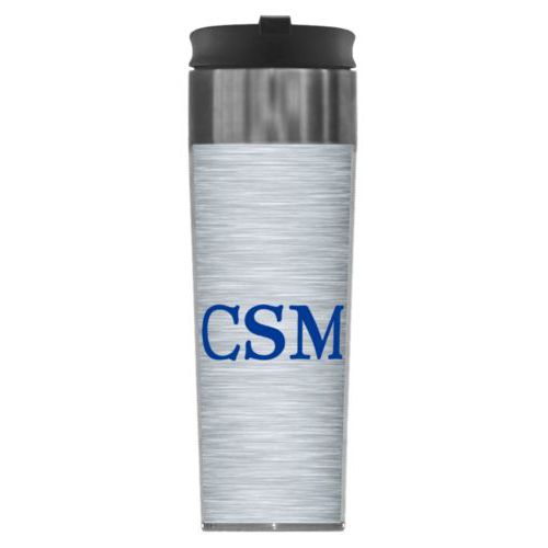 Personalized steel mug personalized with steel industrial pattern and the saying "CSM"