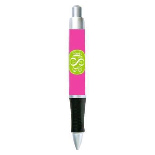 Personalized pen personalized with concaved pattern and monogram in juicy green and juicy pink