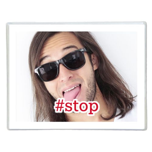 Personalized note cards personalized with photo and the saying "#stop"
