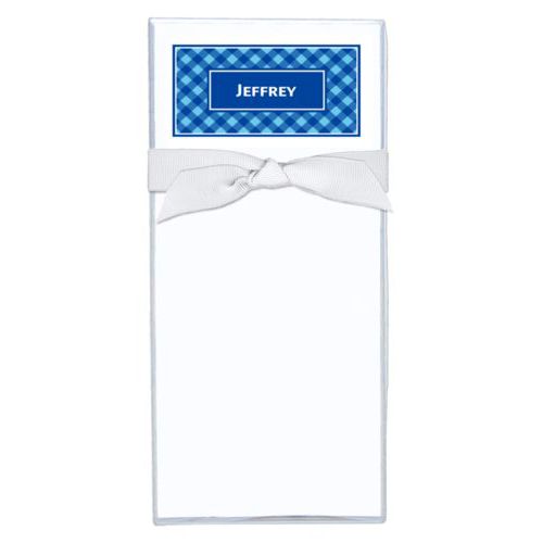 Personalized note sheets personalized with check pattern and name in ultramarine