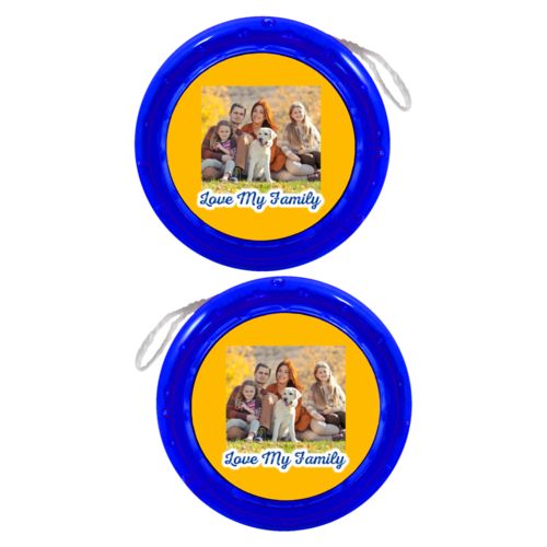 Personalized yoyo personalized with photo and the saying "Love My Family"