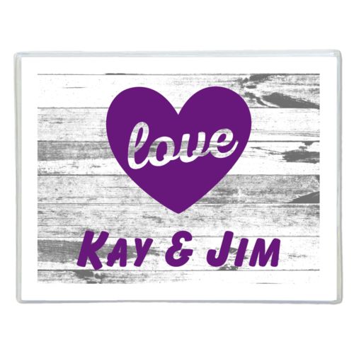 Personalized note cards personalized with white rustic pattern and the sayings "love" and "Kay & Jim"