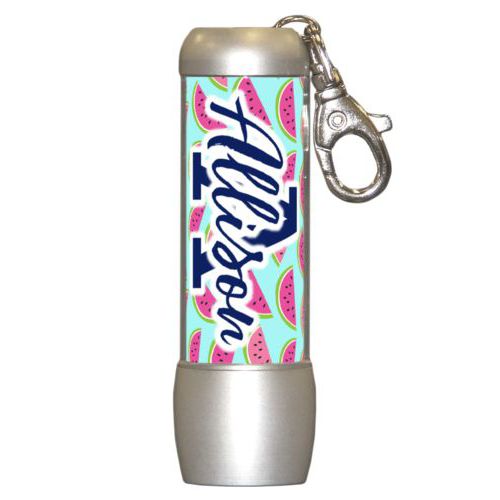 Personalized flashlight personalized with fruit watermelon pattern and the sayings "A" and "Allison"