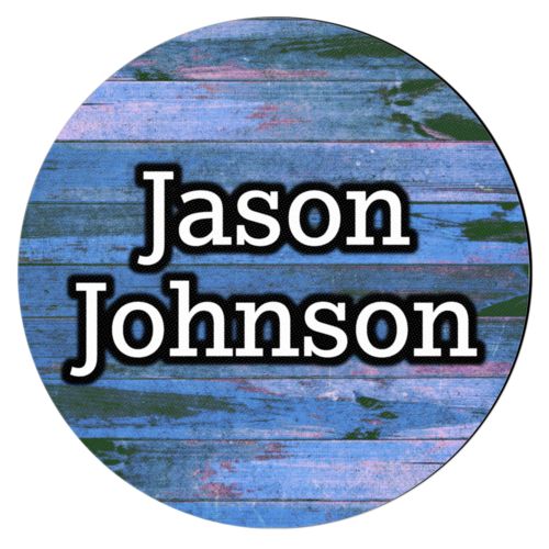 Personalized coaster personalized with sky rustic pattern and the saying "Jason Johnson"