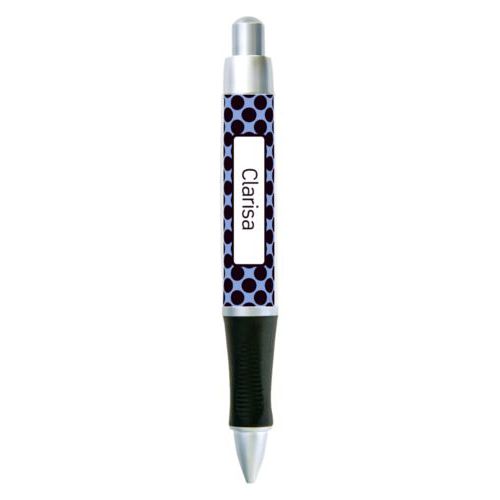 Personalized pen personalized with dots pattern and name in black and serenity blue
