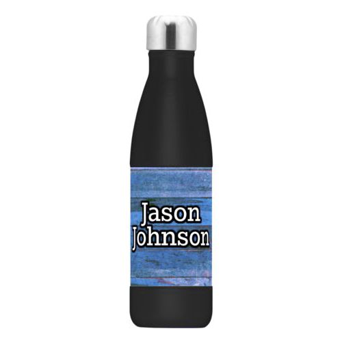 Personalized stainless steel water bottle personalized with sky rustic pattern and the saying "Jason Johnson"