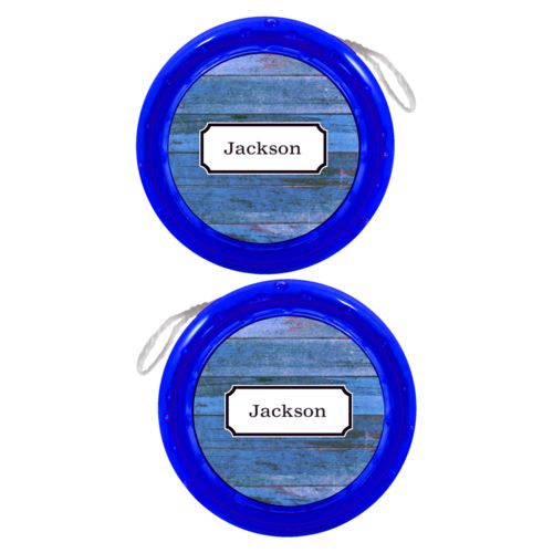 Personalized yoyo personalized with sky rustic pattern and name in black licorice