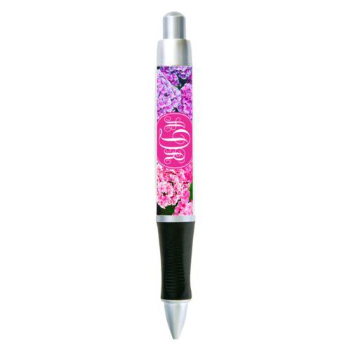 Personalized pen personalized with hydrangea pattern and monogram in pink