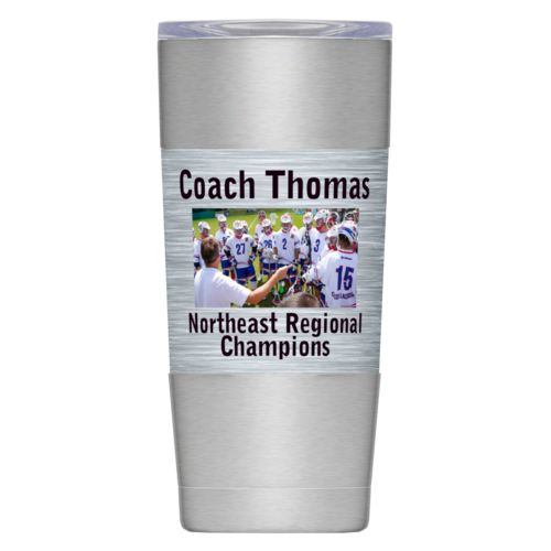 Personalized insulated mugs personalized with football team photo
