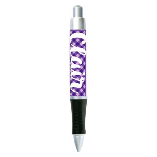 Personalized pen personalized with check pattern and the saying "Clair"