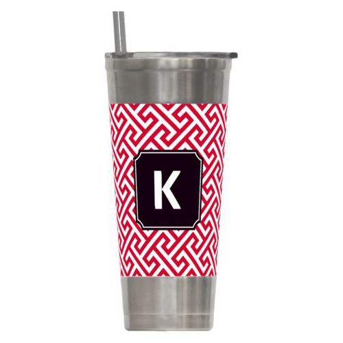 Personalized insulated steel tumbler personalized with keyhole pattern and initial in university of georgia