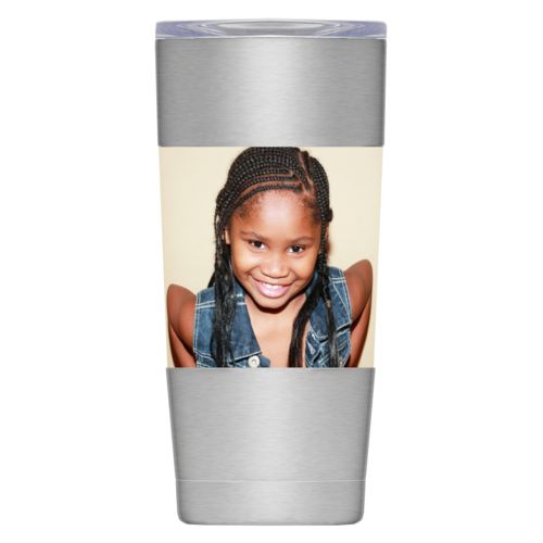 Personalized insulated mugs personalized with photo of young girl